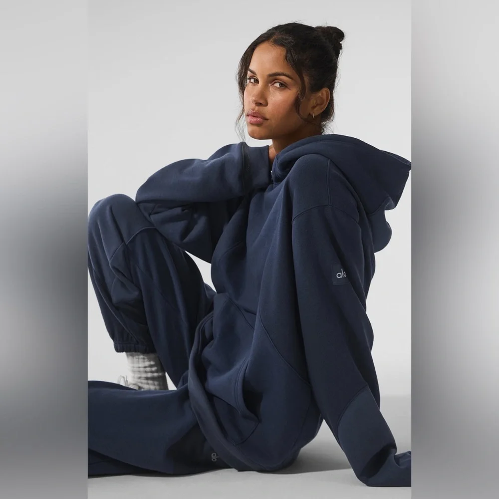 ALO Yoga Make Waves Hoodie Women’s M/Men’s S Navy Tonal - Picture 4 of 11